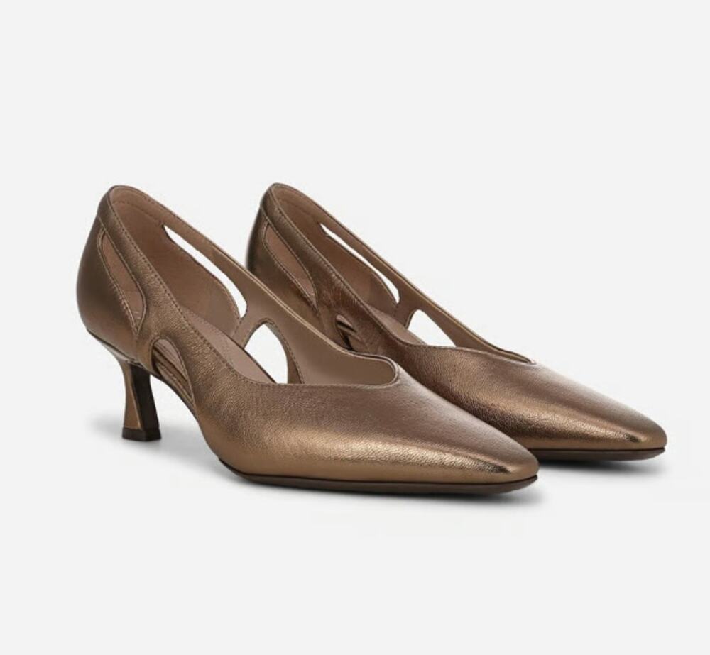 Naturalizer Gracie Bronze Metallic Leather Kitten Heel Pumps Size 9.5